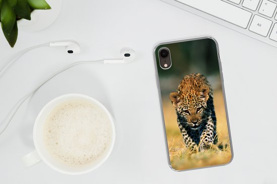 Coque iPhone XR - Léopard - Macro - Herbe - Siliconen