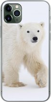 Geschikt voor iPhone 11 Pro Max hoesje - IJsbeer - Sneeuw - Wit - Siliconen Telefoonhoesje