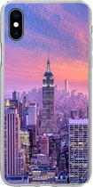 Geschikt voor iPhone Xs hoesje - New York - Kleuren - Skyline - Siliconen Telefoonhoesje