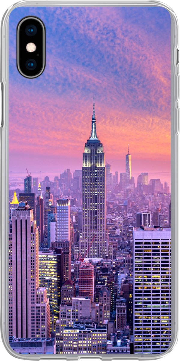Telefoonhoesje Geschikt voor iPhone Xs hoesje - New York - Kleuren - Skyline - Siliconen Telefoonhoesje Telefoonhoesje