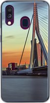 Geschikt voor Samsung Galaxy A40 hoesje - Rotterdam - Erasmus - Zonsondergang - Siliconen Telefoonhoesje