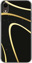 Geschikt voor iPhone XR hoesje - Gouden golven op een zwarte achtergrond - Siliconen Telefoonhoesje