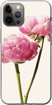 Geschikt voor iPhone 12 Pro hoesje - Bloemen - Bloesem - Roze - Siliconen Telefoonhoesje
