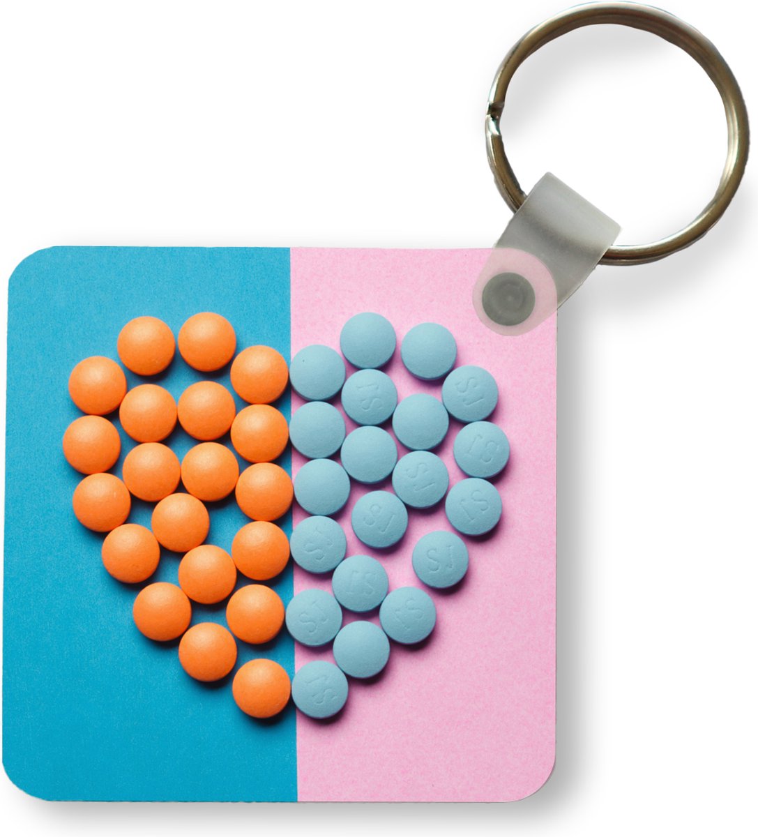 Sleutelhanger - Uitdeelcadeautjes - Hart - Tabletten - Pastel - Plastic