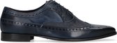 Black label - Heren - Donkerblauwe leren veterschoenen met details - Maat 44