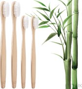 ESTARK® Tandenborstel uit Bamboe - Set van 4 Natuurlijke Bamboe Tandenborstels - Duurzaam - Ecologisch - Zachte Haren - 100% duurzaam - Houtskool Haren - Kwalitatieve Tandenborstel uit Afbree