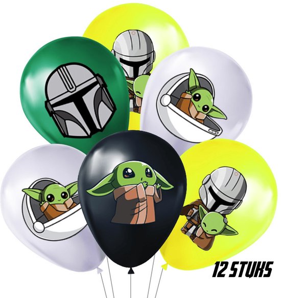 Mandalorian Ballonnen - 12 Stuks - Grogu Ballonnen - Baby Yoda Ballonnen - Mandalorian - Star Wars Ballonnen - Verjaardag Versiering - Baby Yoda - Darth Vader - Stormtrooper