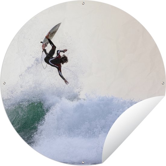 Tuincirkel Surfer doet een trucje - 60x60 cm - Ronde Tuinposter - Buiten