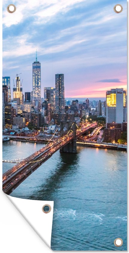 Skyline van New York bij de Brooklyn Bridge