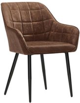 Nancy's Halkirk Eetkamerstoel - Fauteuil - Keukenstoel - Kunstleer - Metaal - Bruin - Zwart - 62,5 x 60 x 85 cm