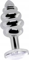 Ribbed Diamond Plug - 2.75 Inch - Silver - Butt Plugs & Anal Dildos