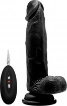 Vibrating Realistic Cock - 8" - With Scrotum - Black - Realistic Vibrators