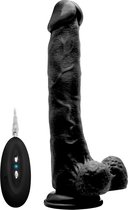 Vibrating Realistic Cock - 10" - With Scrotum - Black - Realistic Vibrators