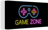 Canvas - Gaming - Game zone - Controller - Vintage - Neon - Gamen - 40x20 cm - Gaming room decoratie - Schilderijen op canvas - Game Kamer