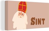 Canvas Schilderij Sint - Chocolade - Sinterklaas - Kinderen - Jongens - Meisjes - Kind - 40x20 cm - Wanddecoratie