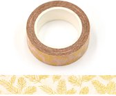 Bleekroze washi tape met goudfolie dennennaalden | 15mm - 10m