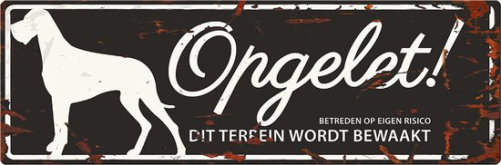 WARNING SIGN DANISH DOG N 40x14cm noir