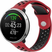 Siliconen Smartwatch bandje - Geschikt voor  Polar Ignite sport band - rood/zwart - Strap-it Horlogeband / Polsband / Armband