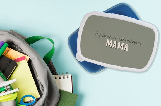 Boîte à lunch Blauw - Boîte à lunch - Boîte à lunch - Tu es la maman la plus douce - Mère - Proverbes - Citations - 18x12x6 cm - Enfants - Garçon - Cadeau Sinterklaas - Distribution de cadeaux pour enfants - Chaussures cadeaux Sinterklaas