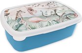 Lunchbox Blauw - Lunchbox - Boîte à pain - Jungle - Animaux - Aquarelle - Garçons - Filles - Enfants - Enfant - 18x12x6 cm - Enfants - Garçon