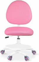 hoge stoel-bureaustoel-met voetpedaal verstelbare rugleuning-voor kinderen tieners-Roze-met 6 gewichtswielen