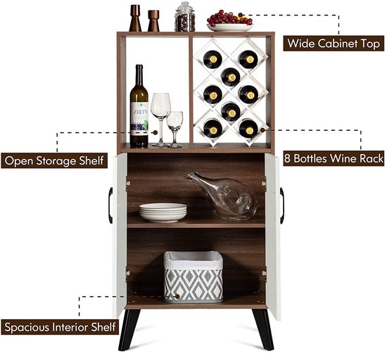 TOMYEUS Meuble Bar Armoire à vin avec Porte-Verre, Armoire à Bois d'alcool  en Bois Meubles de Table à vin for Salon et Salle à Manger Armoire à vin  (Color : B) 