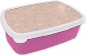 Broodtrommel Roze - Lunchbox - Brooddoos - Zomer - Patroon - Pastel - 18x12x6 cm - Kinderen - Meisje