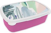 Broodtrommel Roze - Lunchbox - Brooddoos - Zomer - Abstract - Tropisch - 18x12x6 cm - Kinderen - Meisje