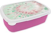 Broodtrommel Roze - Lunchbox Zomer - Tie dye - Patroon - Brooddoos 18x12x6 cm - Brood lunch box - Broodtrommels voor kinderen en volwassenen