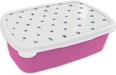Broodtrommel Roze - Lunchbox Zomer - Bes - Wit - Brooddoos 18x12x6 cm - Brood lunch box - Broodtrommels voor kinderen en volwassenen