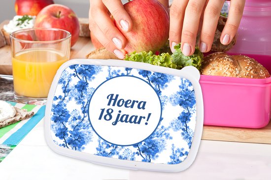 Lunch box Rose - Lunch box - Boîte à pain - Anniversaire - Citation - Bloem - 18x12x6 cm - Enfants - Fille