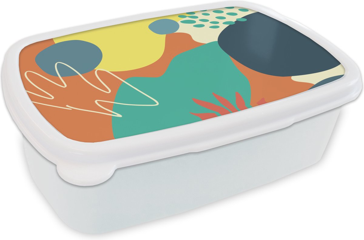 Broodtrommel Wit - Lunchbox - Brooddoos - Zomer - Vlekken - Pastel - 18x12x6 cm - Volwassenen
