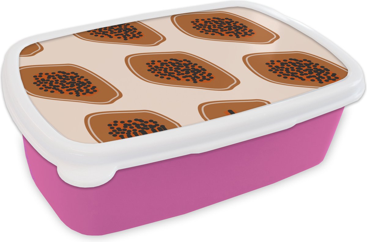 Broodtrommel Roze - Lunchbox - Brooddoos - Zomer - Avocado's - Pastel - 18x12x6 cm - Kinderen - Meisje