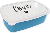 Broodtrommel Blauw - Lunchbox - Brooddoos - Love - Quotes - Spreuken - 18x12x6 cm - Kinderen - Jongen
