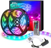 LED Strip 15 Meter (2x7,5) - Zelfklevende RGB Ledstrip - Met Afstandsbediening en Stembediening - 18 LEDs per Meter - Voor Binnen, Aansluiting via Netstroom