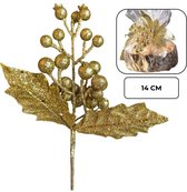 PD® - Gouden glitter kersttak - Decoratie kersttak - 14 cm - Goud - kerst