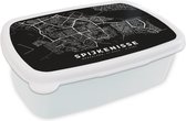 Broodtrommel Wit - Lunchbox - Brooddoos - Kaart - Spijkenisse - Zwart - 18x12x6 cm - Volwassenen