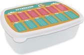 Broodtrommel Wit - Lunchbox - Brooddoos - Kinderkamer - Aftrekken - Rekenen - Meiden - Jongetjes - Kinderen - Oranje - 18x12x6 cm - Volwassenen