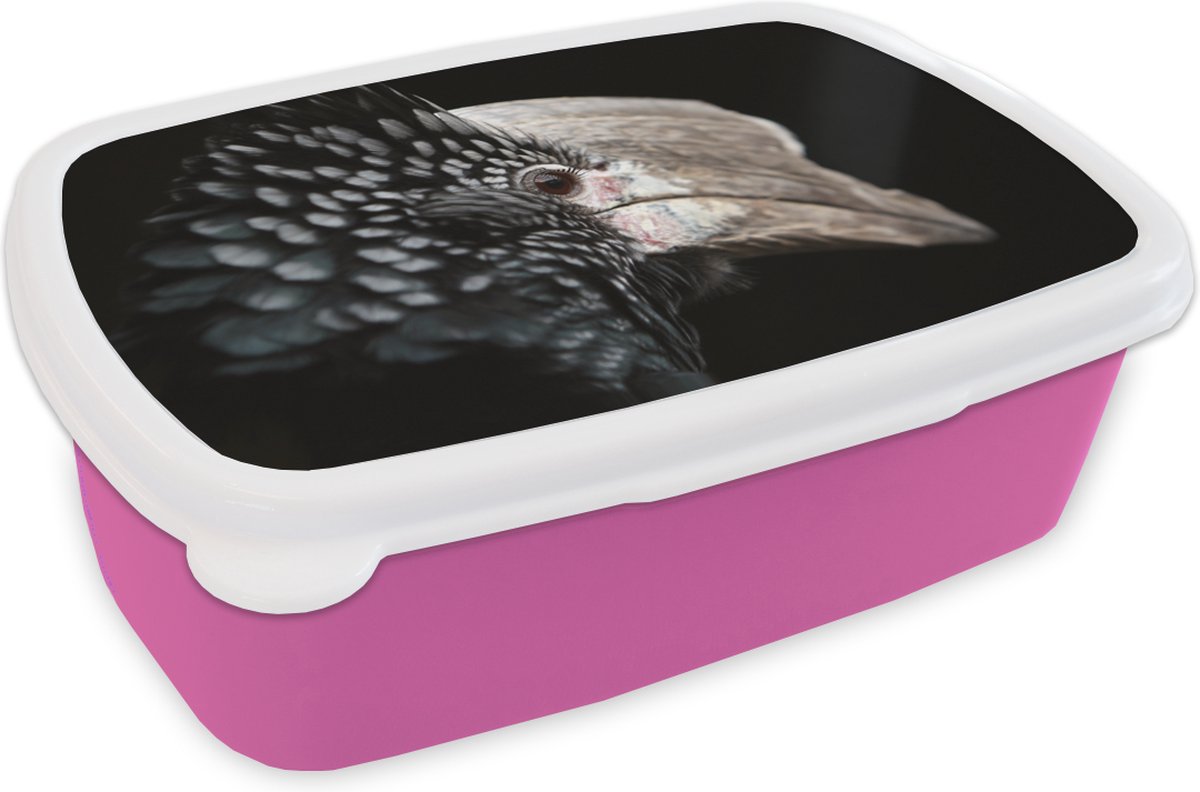 Broodtrommel Roze - Lunchbox - Brooddoos - Vogel - Snavel - Veren - 18x12x6 cm - Kinderen - Meisje