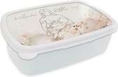 Broodtrommel Wit - Lunchbox - Brooddoos - Baby - Welcome little one - Spreuken - Quotes - Geboorte - 18x12x6 cm - Volwassenen