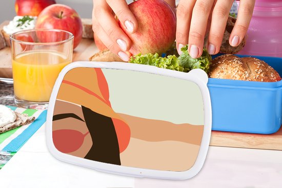 Lunchbox Blauw - Lunchbox - Breadbox - Femme - Lunettes de soleil - Plage - Pastel - 18x12x6 cm - Enfants - Garçon