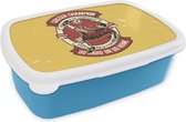 Broodtrommel Blauw - Lunchbox - Brooddoos - Voetbal - Bal - Man - Vintage - 18x12x6 cm - Kinderen - Jongen