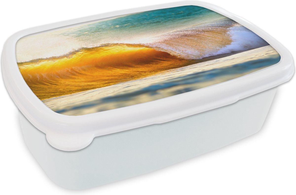 Broodtrommel Wit - Lunchbox - Brooddoos - Golf - Water - Zee - 18x12x6 cm - Volwassenen