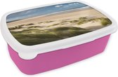 Broodtrommel Roze - Lunchbox - Brooddoos - Zand - Duin - Zee - 18x12x6 cm - Kinderen - Meisje
