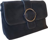 Suede Tas Dames Zwart - Echt Leer - Suede Schoudertas - Kleine Schoudertas - Suéde Clutch