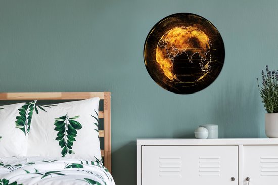 Terre d'or sur fond noir Assiette en plastique cercle mural ⌀ 60 cm - impression photo sur cercle mural / cercle vivant (décoration murale)