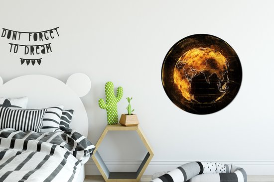 Terre d'or sur fond noir Assiette en plastique cercle mural ⌀ 60 cm - impression photo sur cercle mural / cercle vivant (décoration murale)