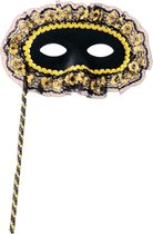 Carnival Toys Verkleedmasker Op Stok Domino Dames Zwart/goud