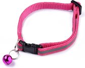veiligheids halsbandje voor hond of kat met reflecterende strip en belletje - roze