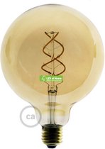 LEDatHOME - LED Gouden Gloeilamp - Globe G125 Gebogen Spiraalvormige Gloeidraad - 5W E27 Dimbaar 2000K